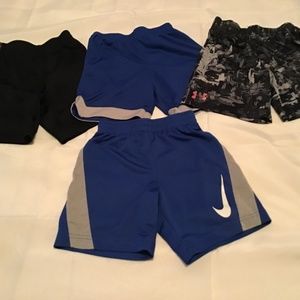 Lot of 4 boys athletic shorts . size 5. Nike & under armor